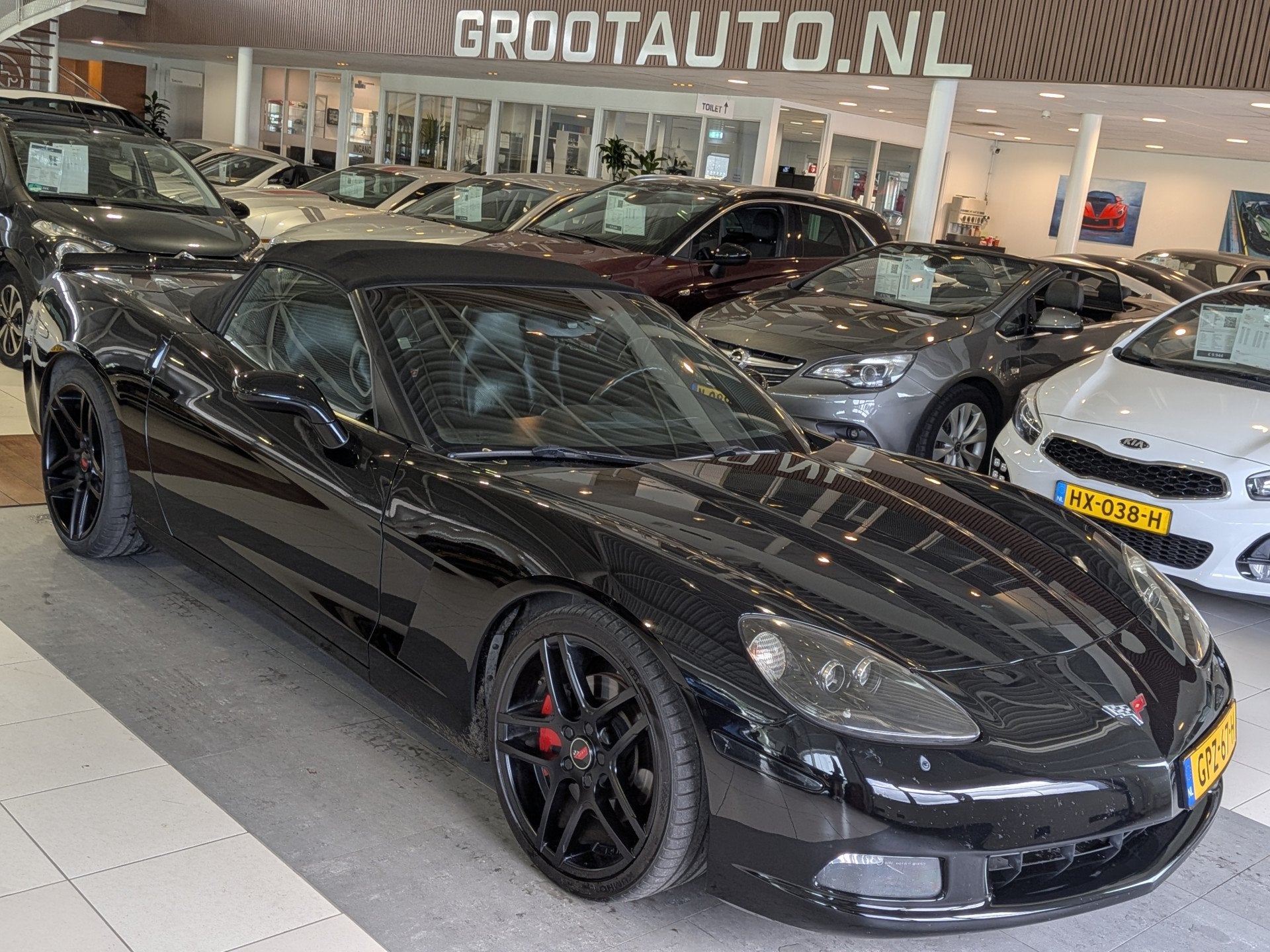 Chevrolet Corvette C6 6.0 Convertible Automaat Airco, Cruise, Auto's, Automaat, Gebruikt, Zwart, Leder