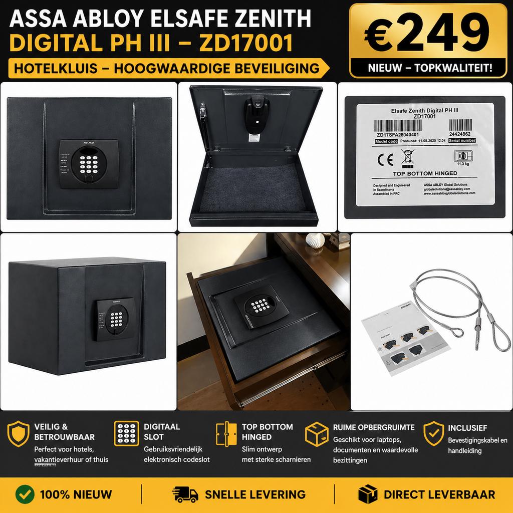 ASSA ABLOY Elsafe Zenith Digital PH III kluis – NIEUW – €249, Ophalen of Verzenden