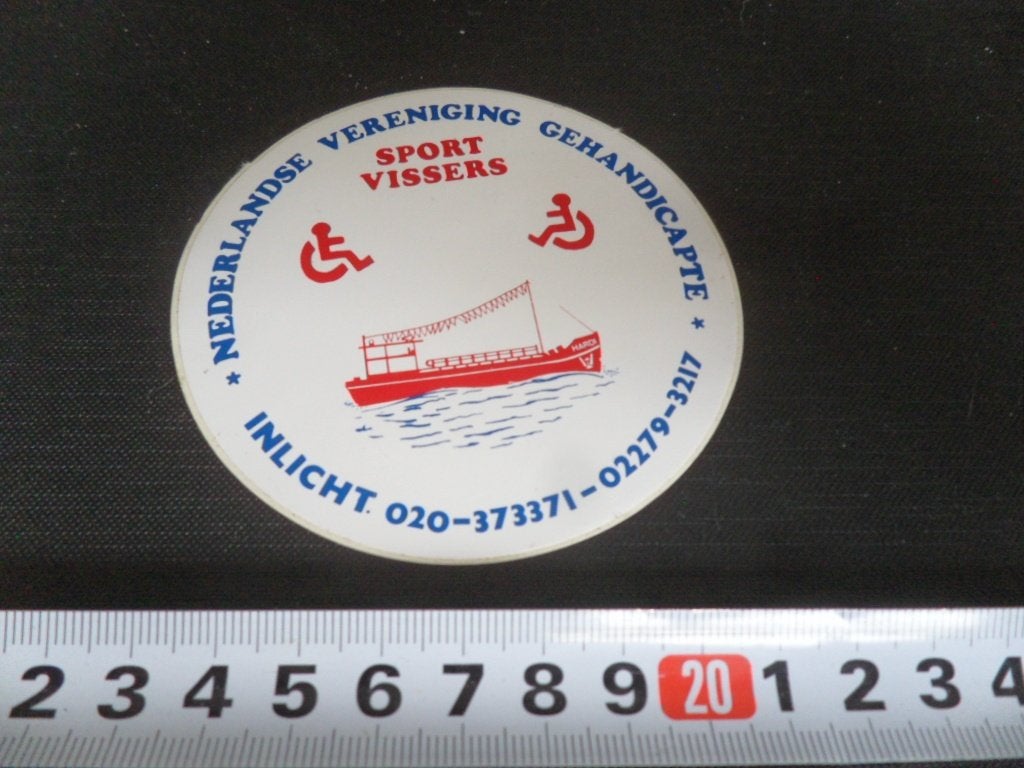 sticker ned ver gehandicapte sport vissers - boot hardi, Ophalen of Verzenden, Zo goed als nieuw