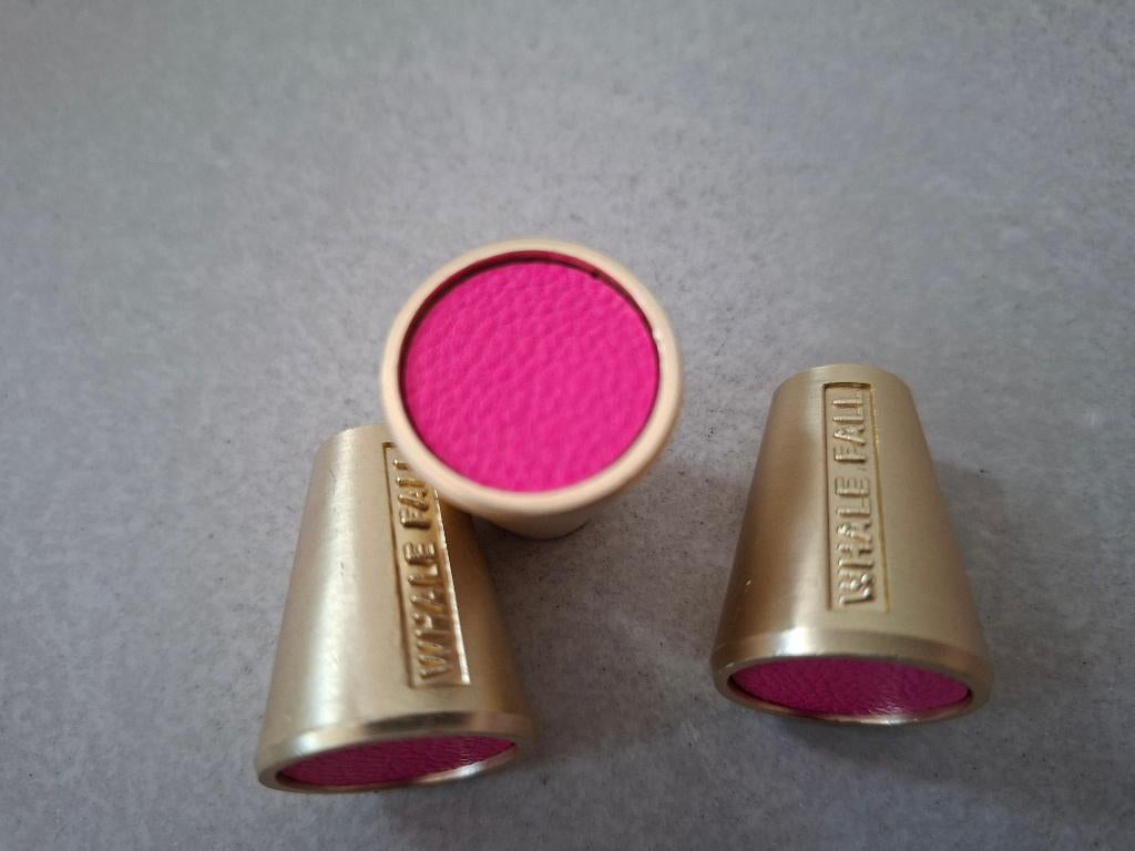 Goudkleurige kastknop met roze leer, Ophalen of Verzenden, Nieuw