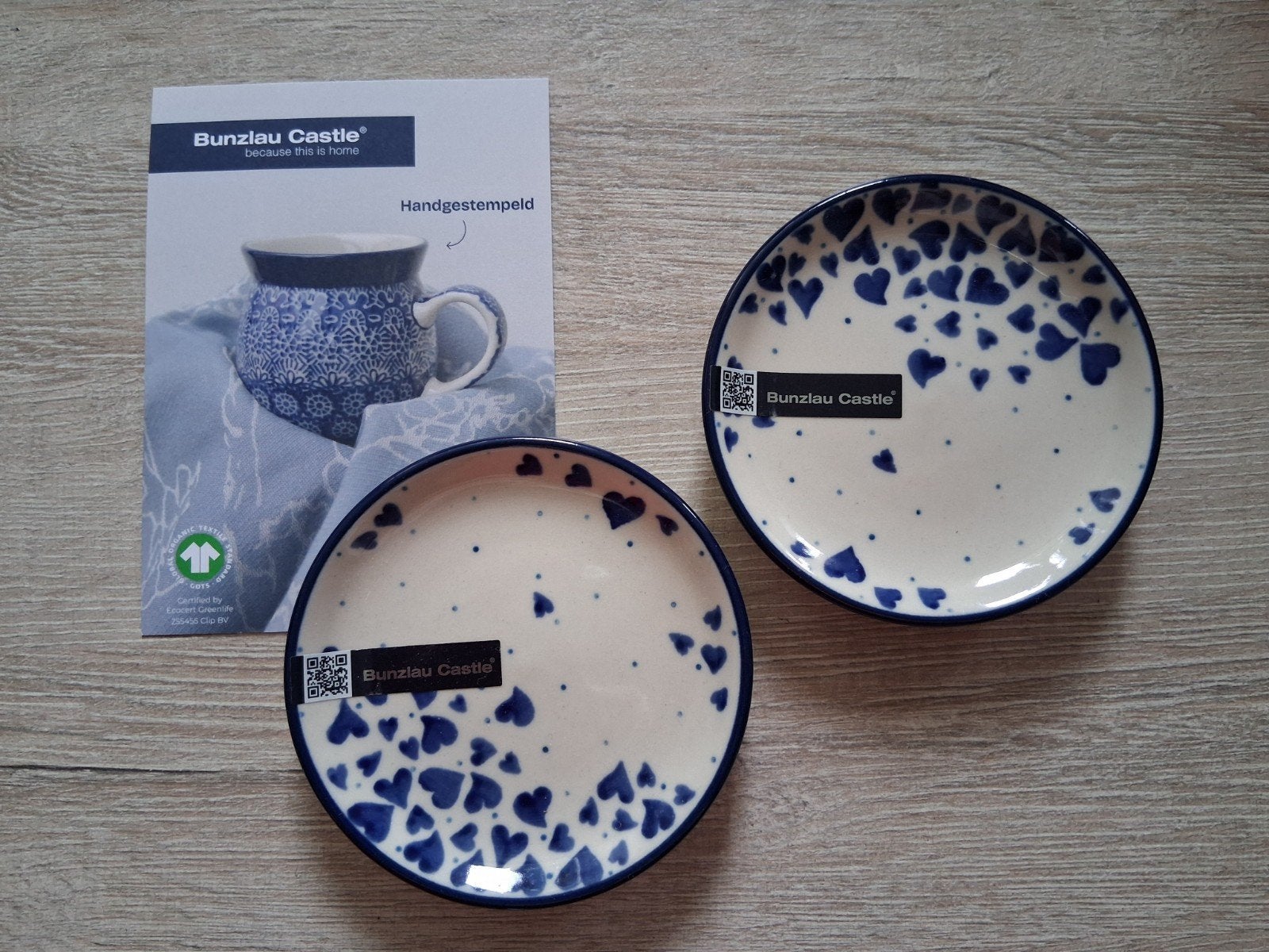 2 Bunzlau schoteltjes 10 cm, theetip rond, Nieuw!, Keramiek, Nieuw, Ophalen of Verzenden, Overige stijlen