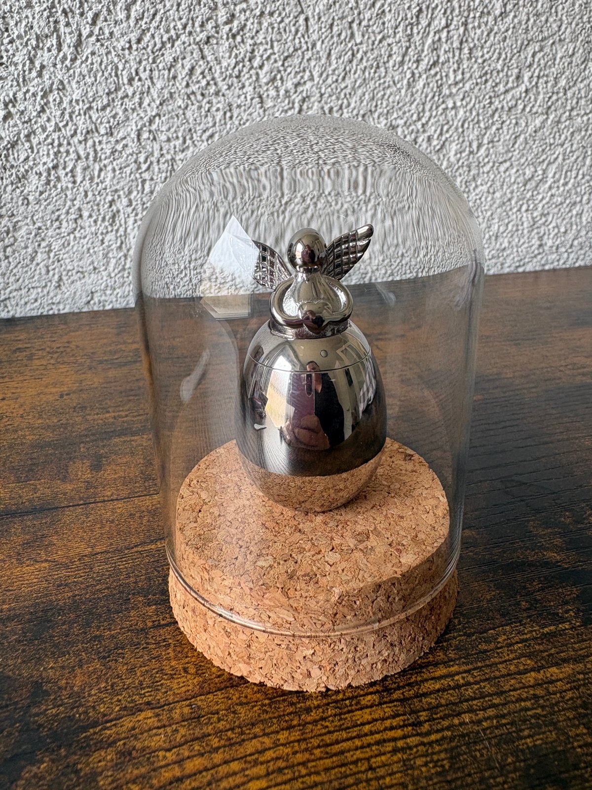 Kleine urn met engel onder glazen stolp, Glas, Ophalen of Verzenden, Nieuw, Handgemaakt