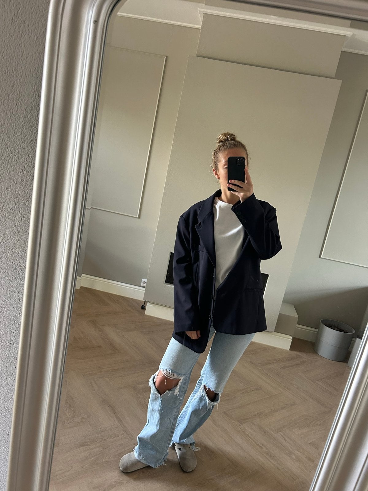 Zara Wide Leg Lichtblauwe Jeans met Gaten Maat 34, Ophalen of Verzenden, Gedragen, Blauw, W27 (confectie 34) of kleiner