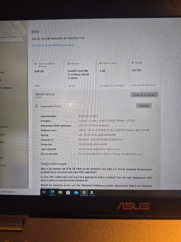 laptop asus N751jK, Computers en Software, Windows Laptops, Gebruikt, 17 inch of meer, SSD, Minder dan 2 Ghz, 8 GB, Qwerty, Ophalen