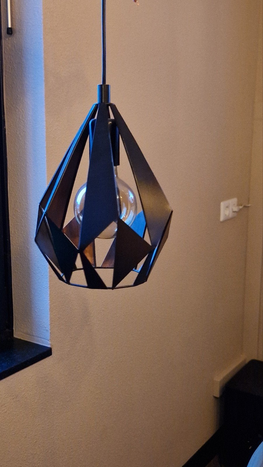 hanglamp, zwart metaal, Ophalen of Verzenden, Metaal