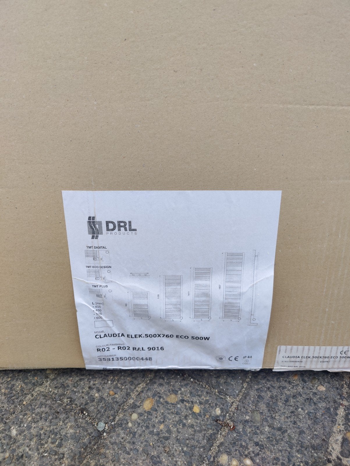 DRL Claudia Elektrische Handdoekradiator 500W RAL 9016, Doe-het-zelf en Verbouw, Verwarming en Radiatoren, Ophalen, 30 tot 80 cm
