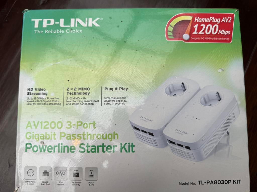 TP-Link TL-PA8030P KIT AV1200 3 poort Powerline kit zgan, Ophalen of Verzenden, Zo goed als nieuw, TP-LINK