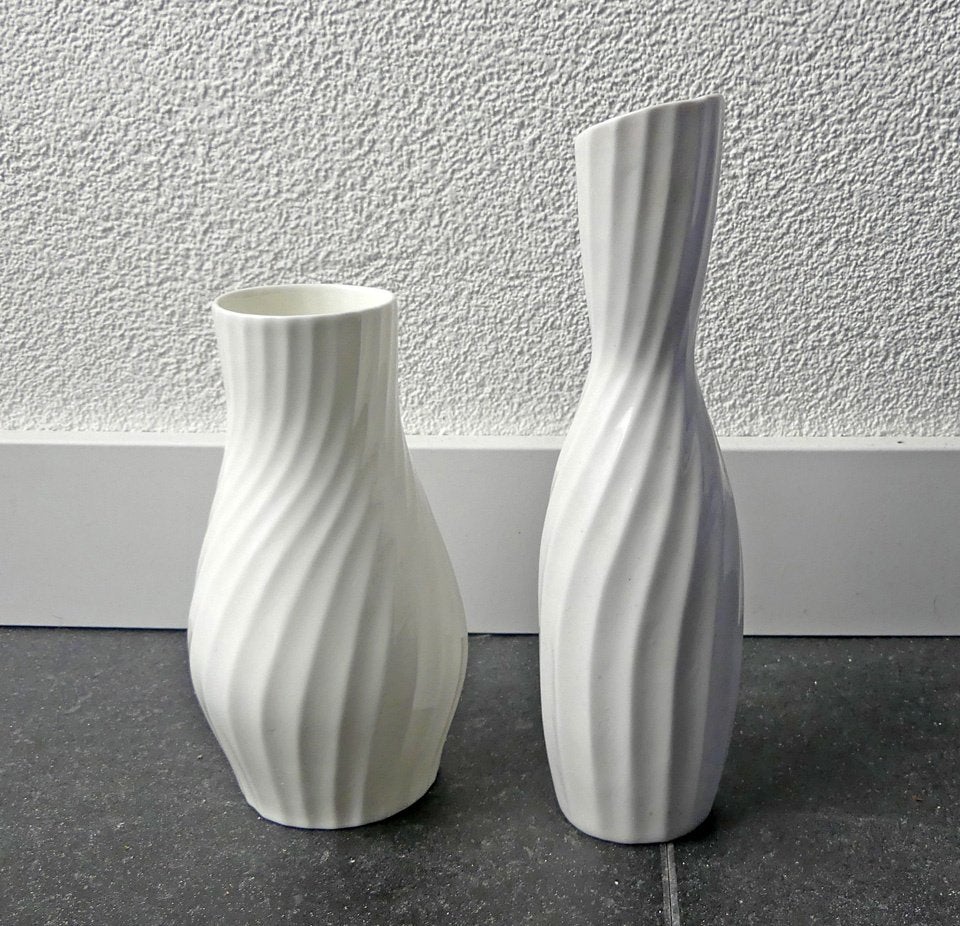 Royal Goedewaagen Holland vaas vintage vaasjes White Lady, Gebruikt, Met patroon/structuur, Wit, Ophalen of Verzenden