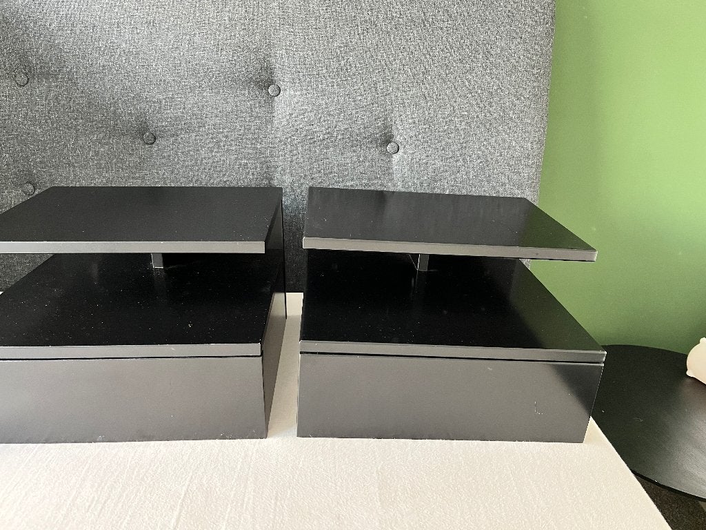 2x zwevende nachtkastjes met lade – modern design, Ophalen, Zo goed als nieuw, Minder dan 45 cm, Minder dan 55 cm