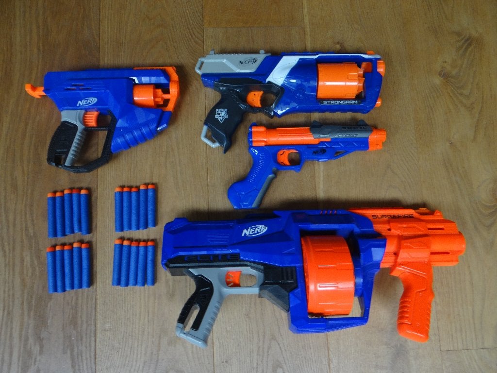 Nerf verzameling Surgefire, Strongarm, Scout MK2, Sharpfire, Ophalen of Verzenden, Gebruikt