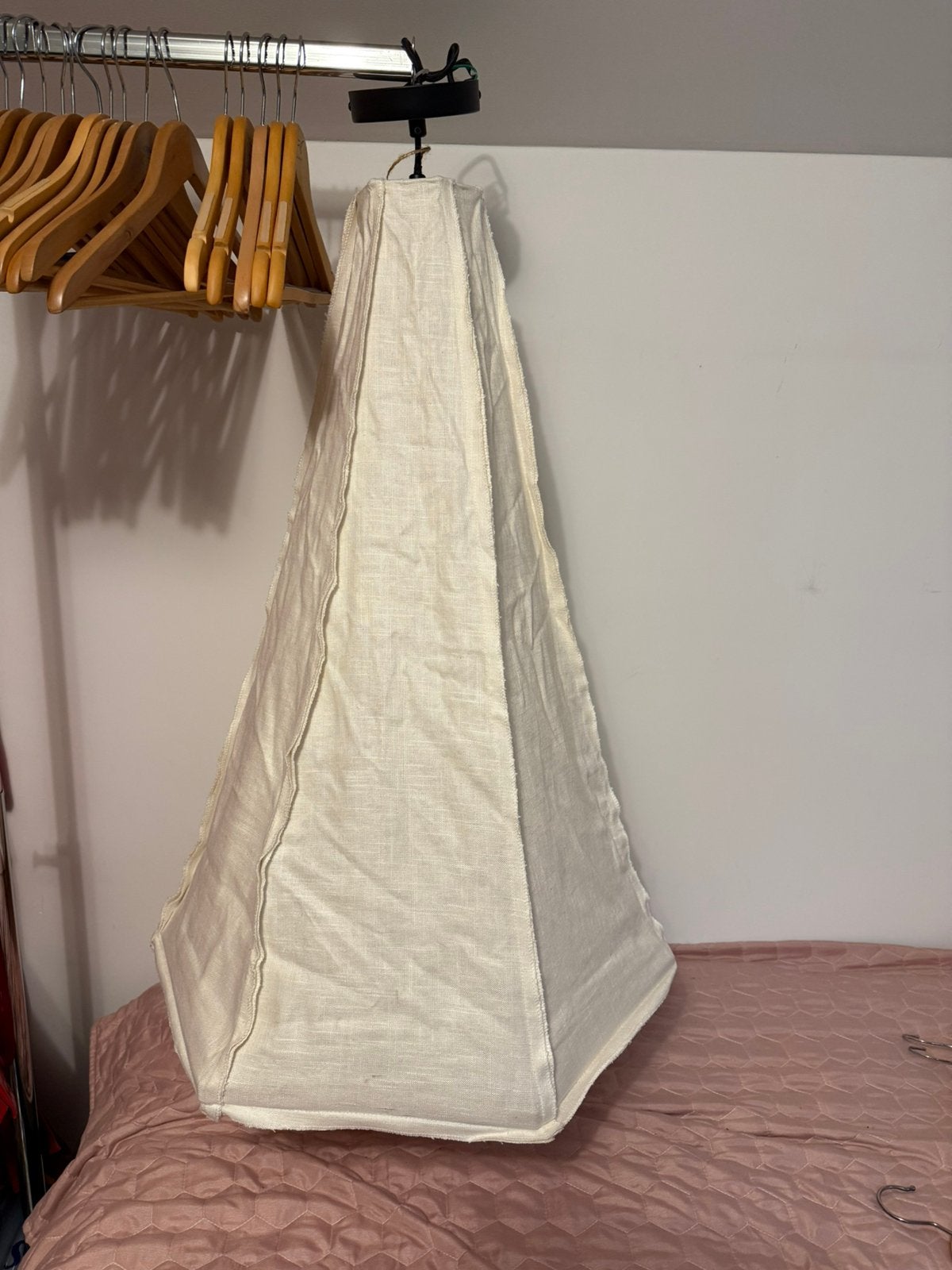 Hanglamp kegrlvormig groot linnen opvouwbaar, Ophalen of Verzenden, Nieuw, Textiel, E27 (groot)