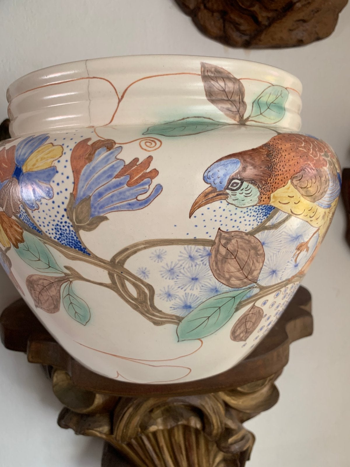 Art deco plateel gouda vaas bloempot art nouveaux, Ophalen of Verzenden