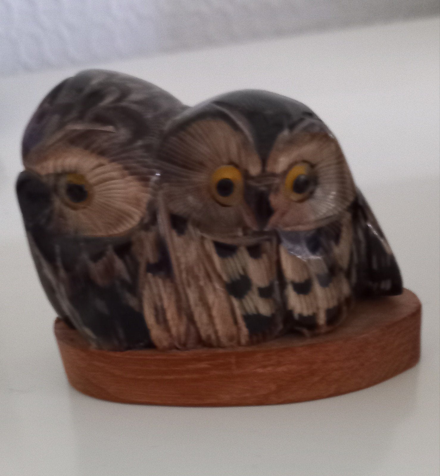 Uilenbeeldje van buffelhoorn., Verzamelen, Beelden en Beeldjes, Ophalen of Verzenden, Gebruikt, Dier