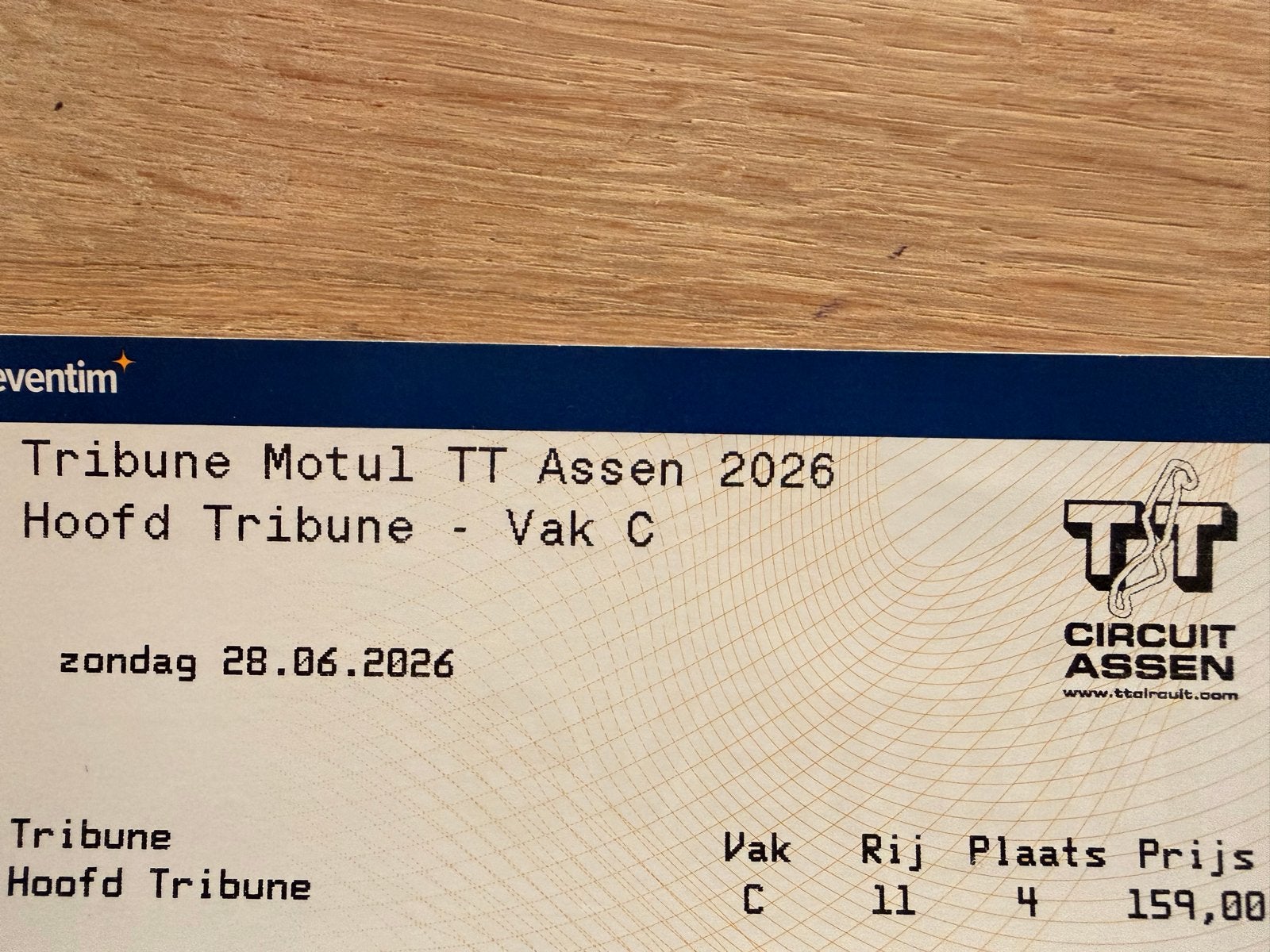 1x TT Assen Hoofdtribune 2026 (zondag 28-06), Eén persoon