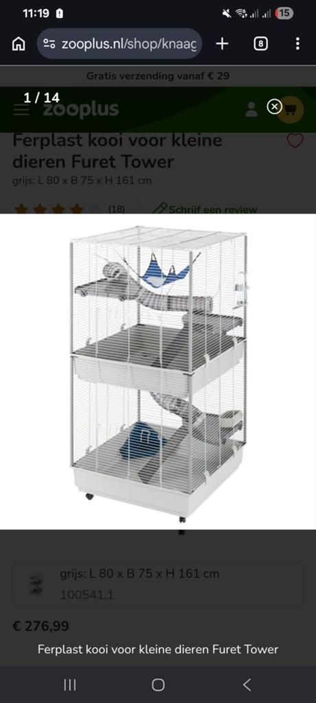 Ferplast Frettenkooi rattenkooi
Vogelkooi, Ophalen, 110 cm of meer, Kooi, 90 cm of meer