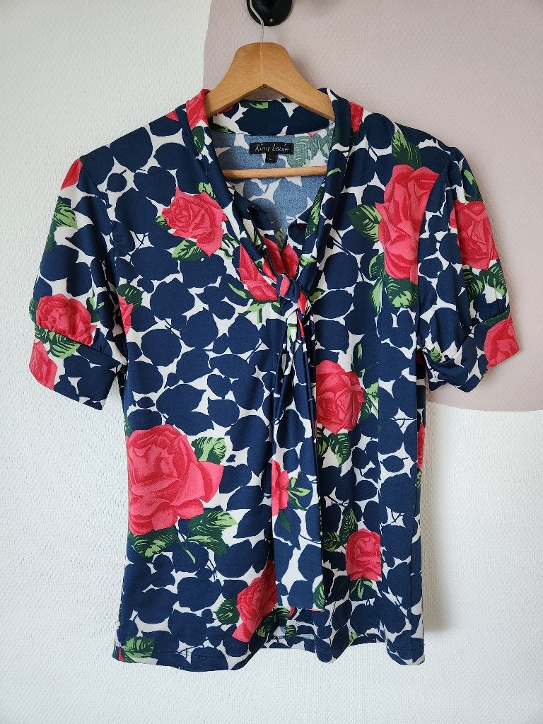 King Louie blouse met bloemen - L, Kleding | Dames, Meerkleurig, Maat 42/44 (L), Ophalen of Verzenden, Zo goed als nieuw