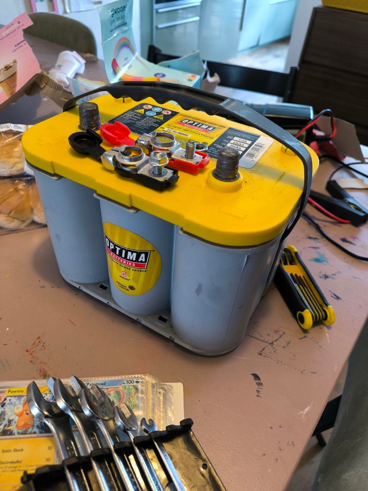 Optima Yellow Top 55mah accu + lader + polen, Ophalen, Gebruikt, Universele onderdelen
