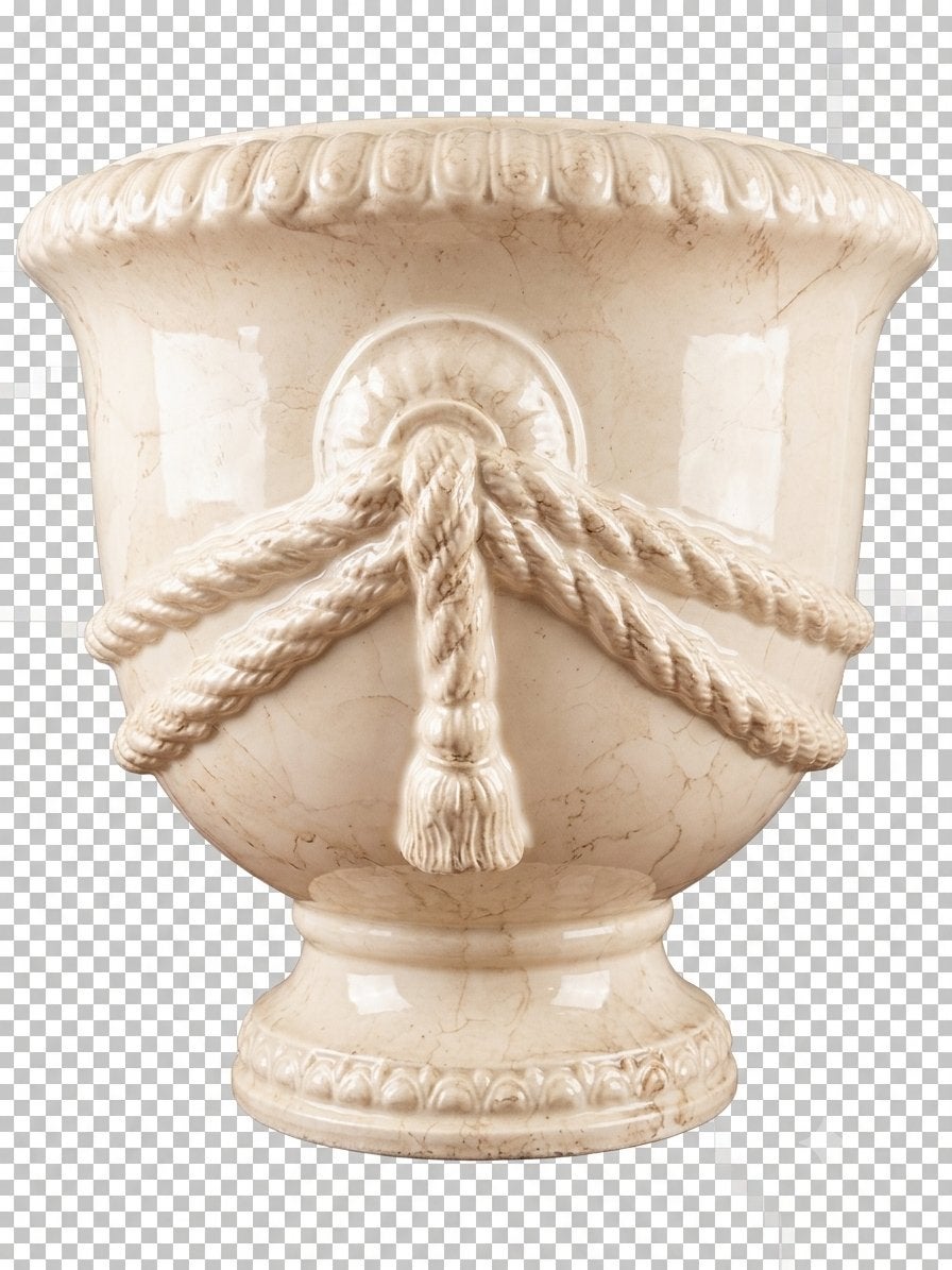 Prachtige grote creme bloempot 31 cm breed en 29 cm hoog, Rond, Zo goed als nieuw, Minder dan 40 cm, Aardewerk