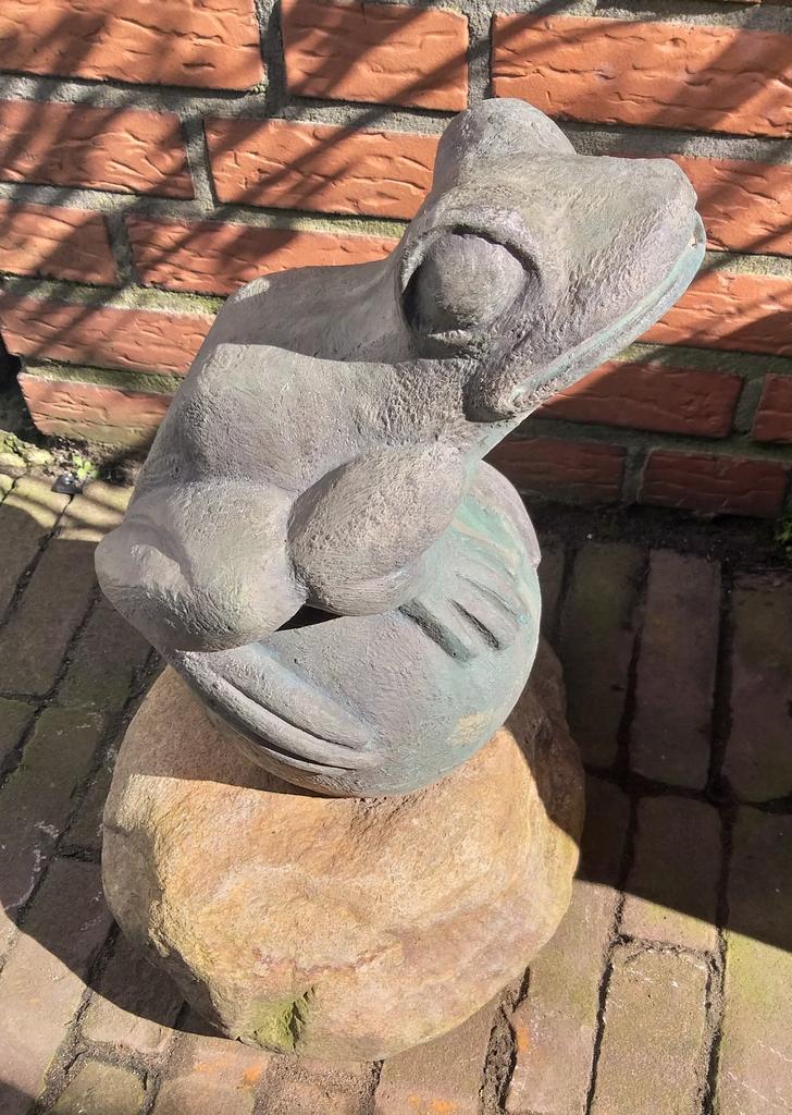 Fontein kikker van brons, Tuin en Terras, Ophalen, Gebruikt, Overige materialen, Fontein