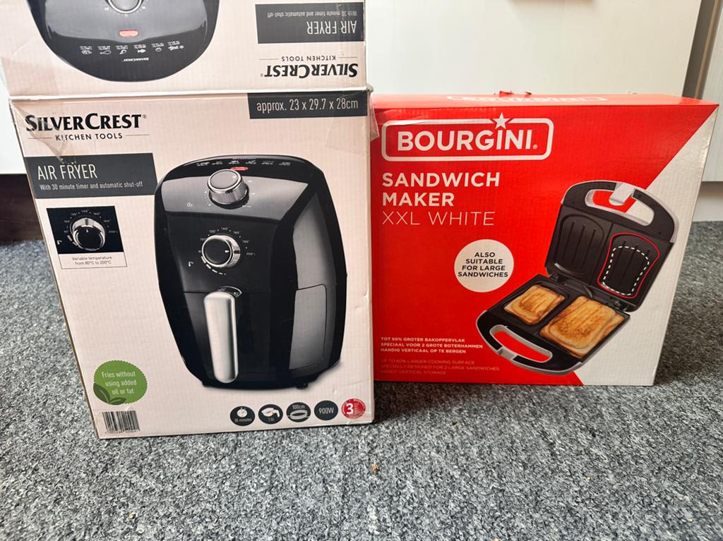 Te koop SilverCrest airfryer en Bourgini Sandwich Maker XXL, Ophalen, Gebruikt, Airfryer, 1500 gram of meer