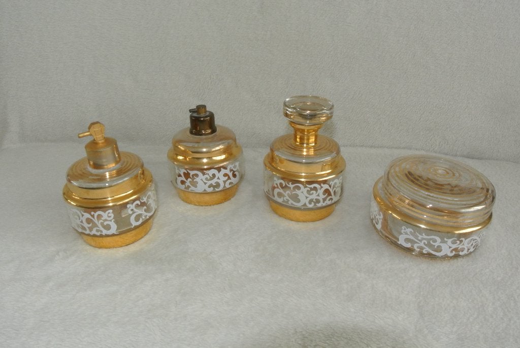 Vintage kaptafelset / toiletstel / vanity set - Regency, Antiek en Kunst, Ophalen
