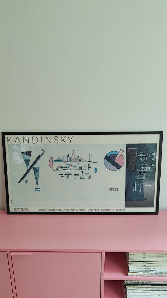 Vintage kandinsky  tentoonstellingsposter in lijst, Ophalen, Gebruikt, Met lijst, Deurposter of groter