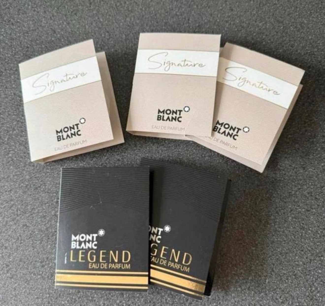 3 proefjes Signature Mont Blanc + 2 proefjes Legend edp, Sieraden, Tassen en Uiterlijk, Verzenden, Nieuw