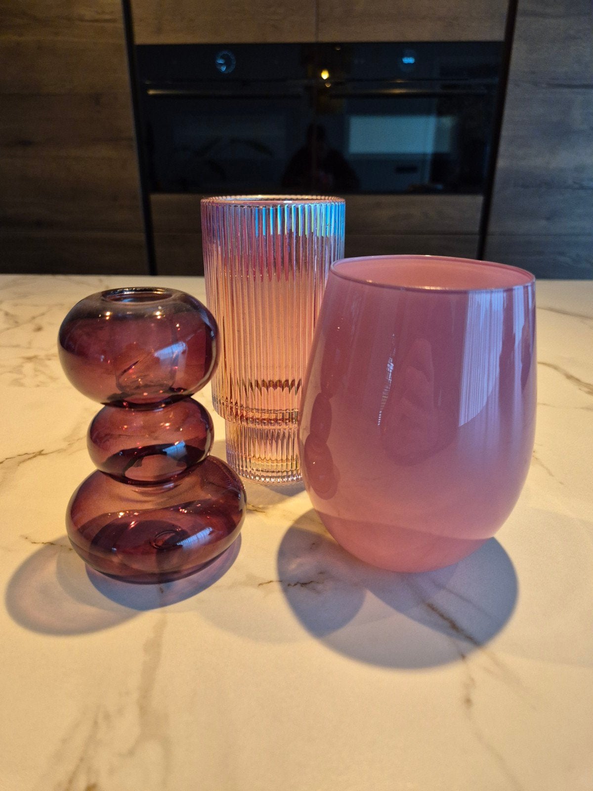 Set van 3 decoratieve vazen/kandelaar Roze/Paars, Ophalen of Verzenden
