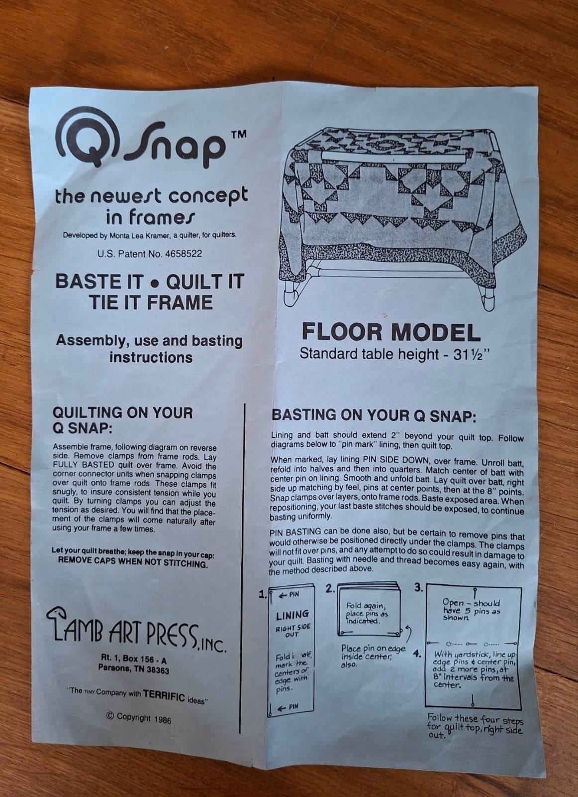Q-Snap Quilt Tafel / Borduurraam, Ophalen of Verzenden, Zo goed als nieuw, Toebehoren, Overige merken
