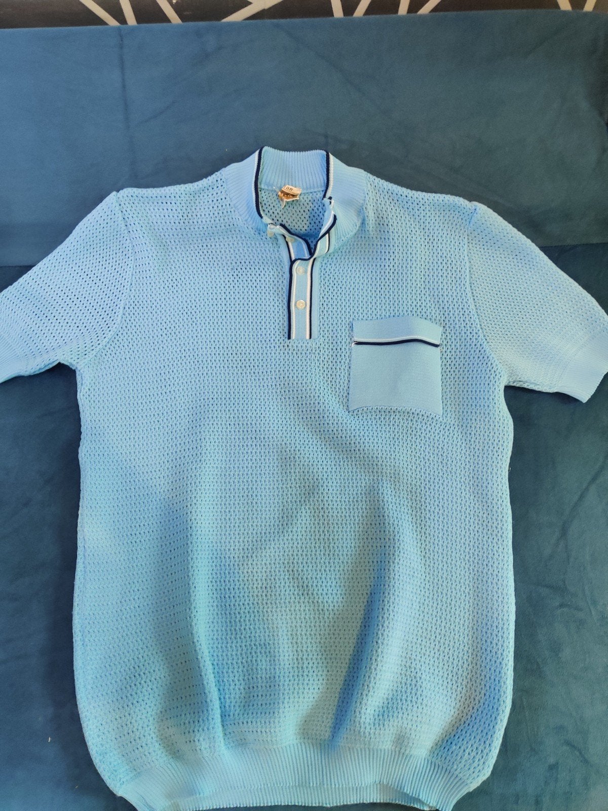 Vintage blauw poloshirt - Maat m, Ophalen of Verzenden, Zo goed als nieuw, Izzato 2000, Maat 48/50 (M)