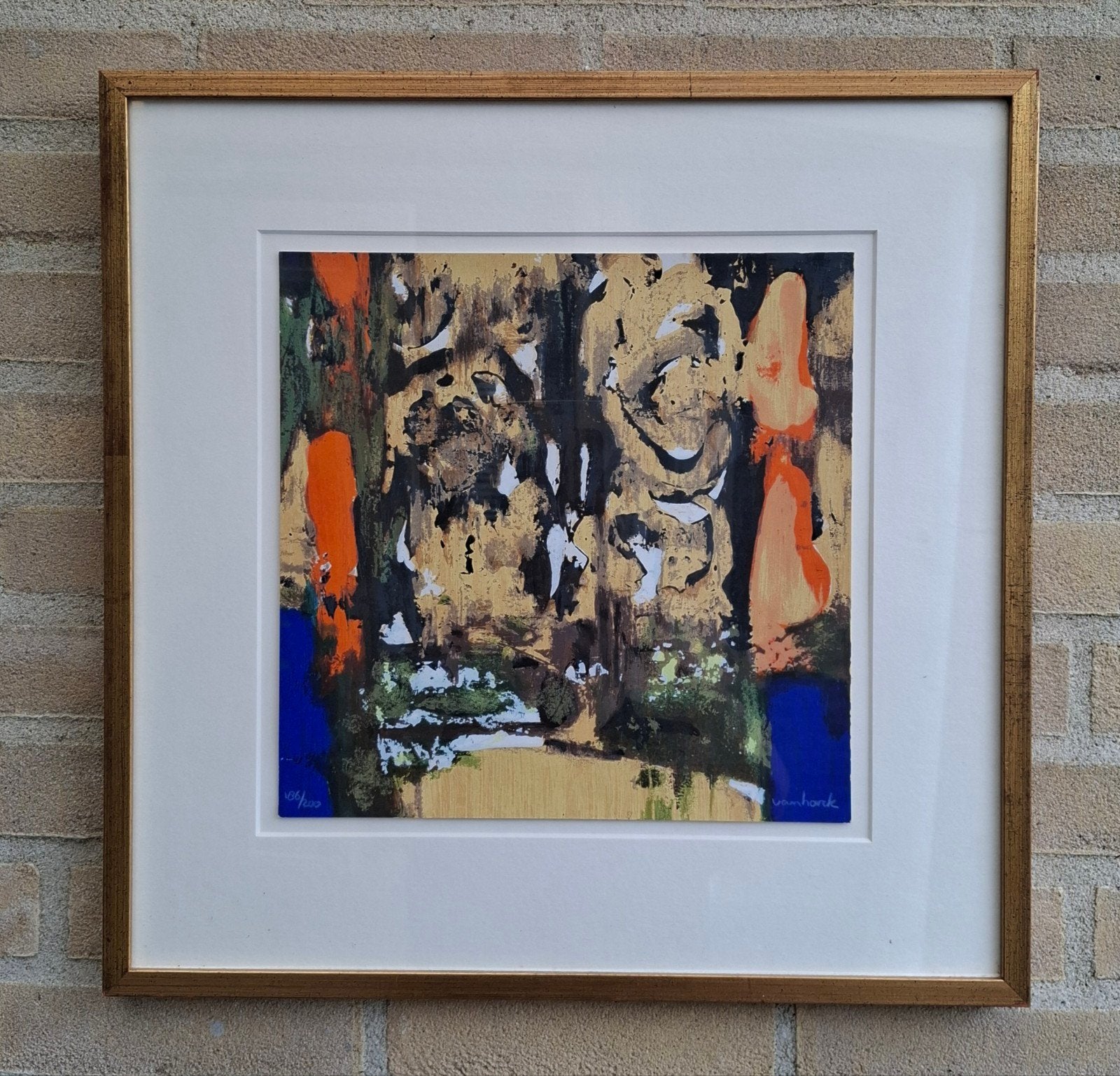 Zeefdruk van Van Horck, 186/200, in goudkleurige lijst, Gelimiteerde oplage, Ophalen, Zeefdruk