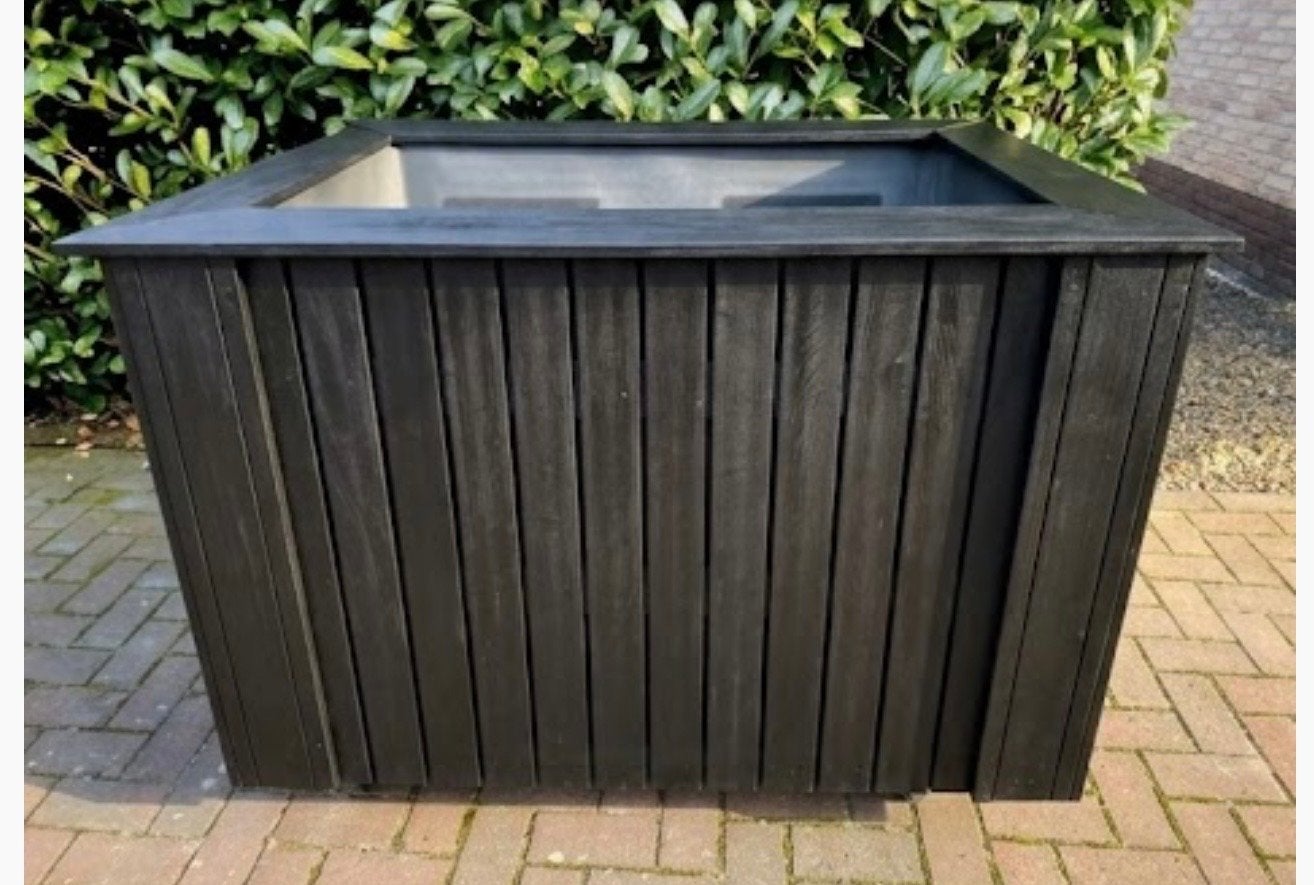 Grote plantenbak hout met plastic binnenbak wielen, Tuin en Terras, Ophalen, Kunststof, Gebruikt, 100 cm of meer