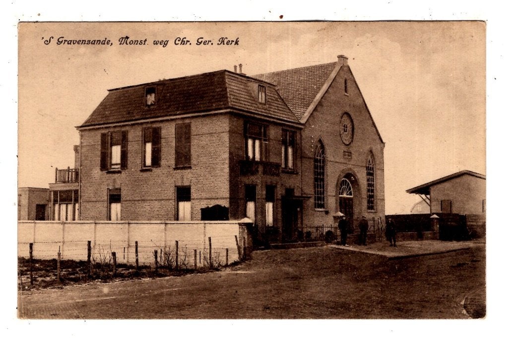 's Gravenzande  Monst. weg met gereformeerde kerk, Ophalen of Verzenden, Voor 1920, Gelopen, Zuid-Holland