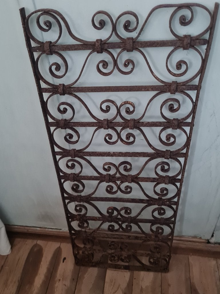 Antiek hand gesmeed ijzeren rek, hekwerk wanddecoratie, Ophalen of Verzenden