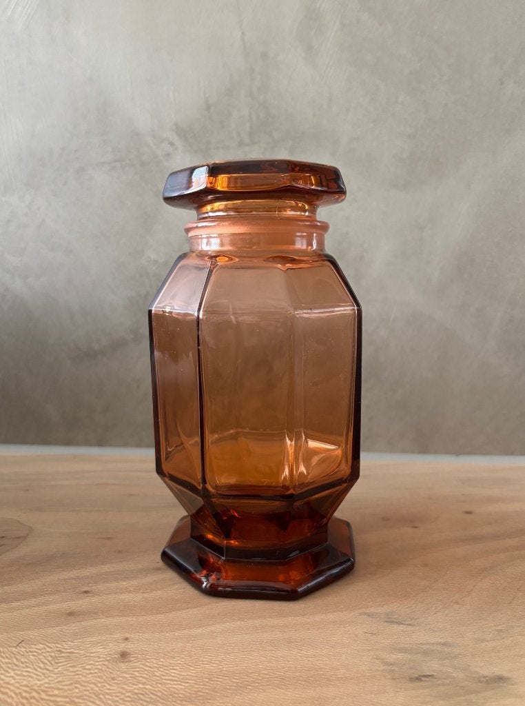 Vintage Voorraadpot Pot Amber Glas 19 cm, Ophalen