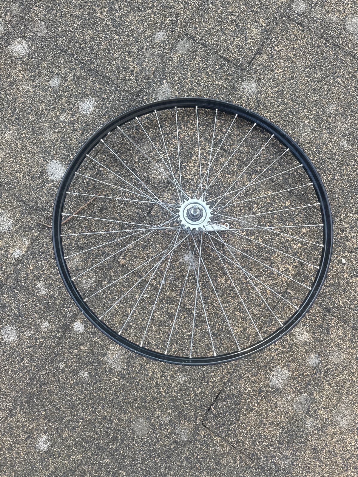 Fietswiel met spaken en tandwiel, Fietsen en Brommers, Fietsonderdelen, Gebruikt, Staal, Stadsfiets, Ophalen