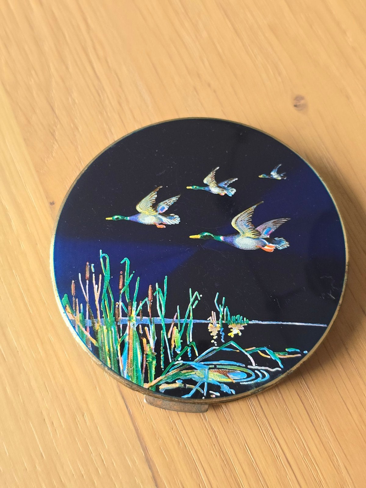 Prachtige vintage antieke Stratton Flying Ducks-poederdoos, Ophalen of Verzenden