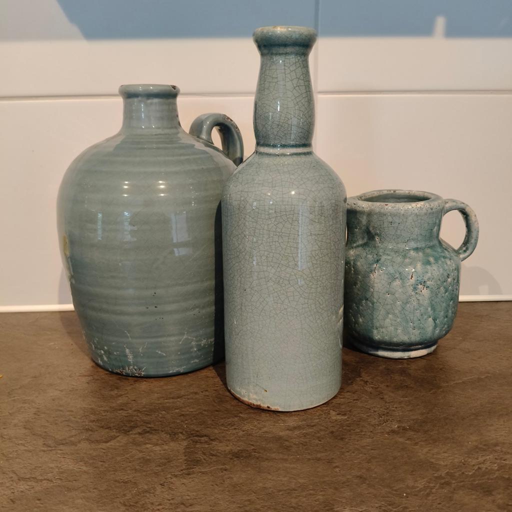 Set van 3 vintage aardewerken vazen/kruiken, Ophalen of Verzenden