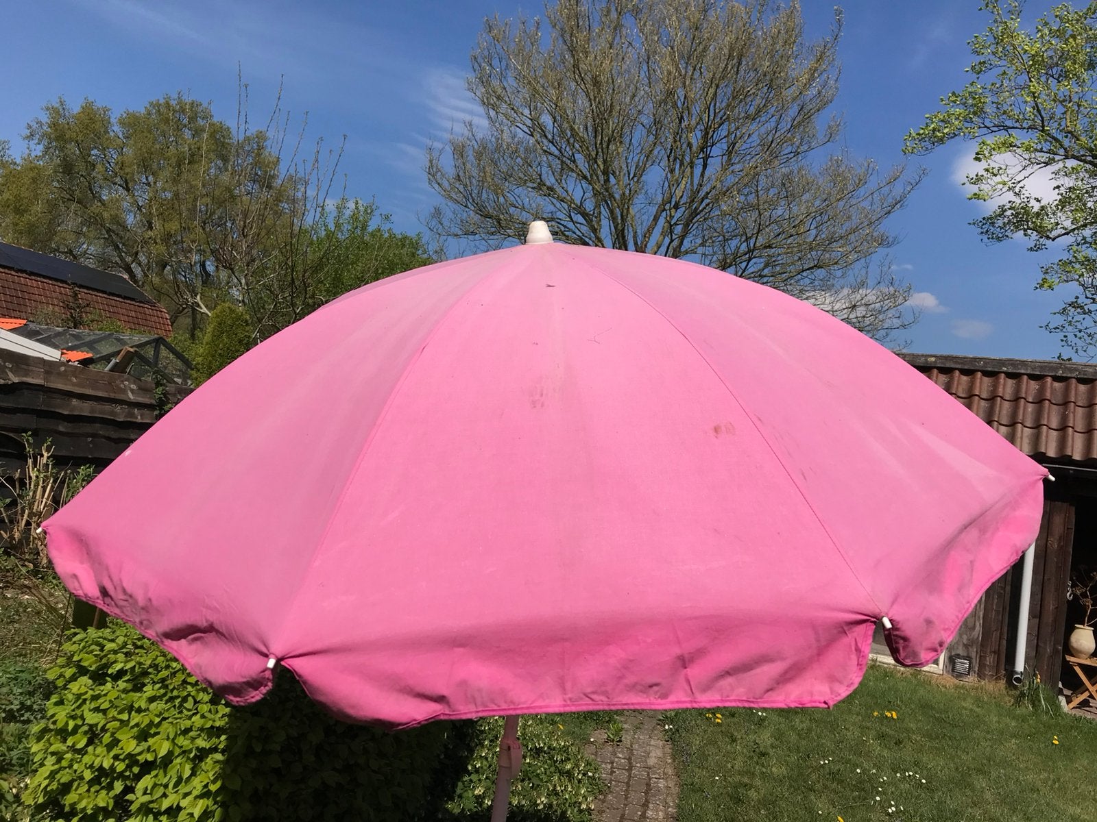 Vintage rose parasol, Tuin en Terras, Parasols, Ophalen, Gebruikt, 1 tot 2 meter, Stokparasol