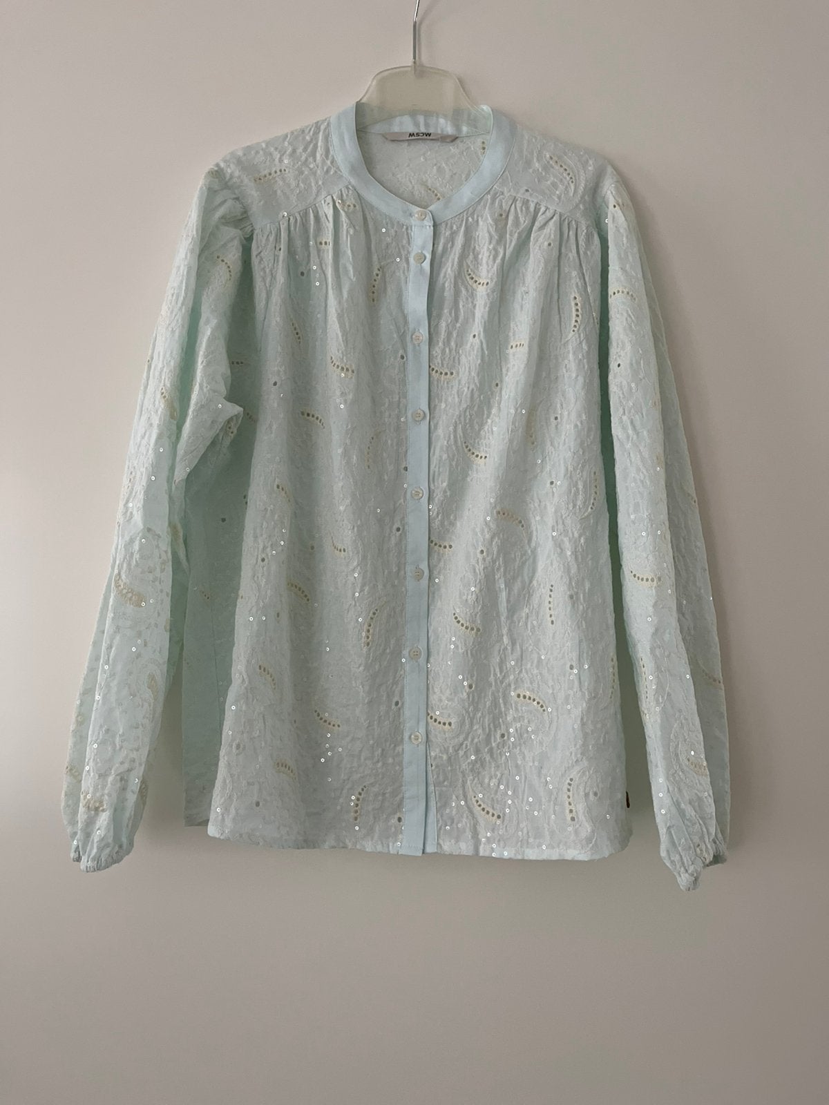 MOSCOW l.blauwe blouse borduurwerk en broderie mt. m, Verzenden, Zo goed als nieuw, Maat 38/40 (M), Blauw