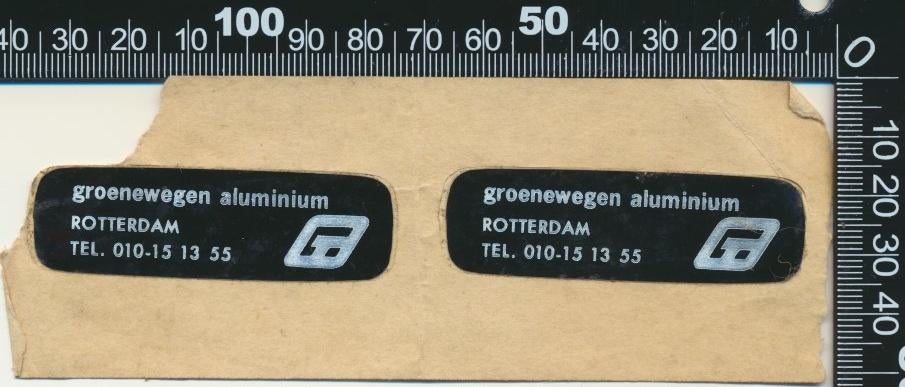 Sticker: Groenewegen Aluminium - Rotterdam, Ophalen of Verzenden, Zo goed als nieuw, Bedrijf of Vereniging