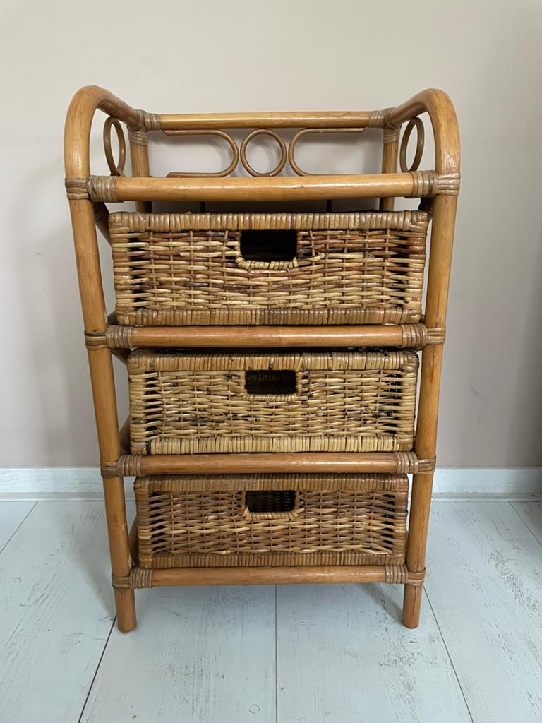 Rotan Ladekastje, Ophalen, Minder dan 50 cm, Zo goed als nieuw, 3 of 4 laden