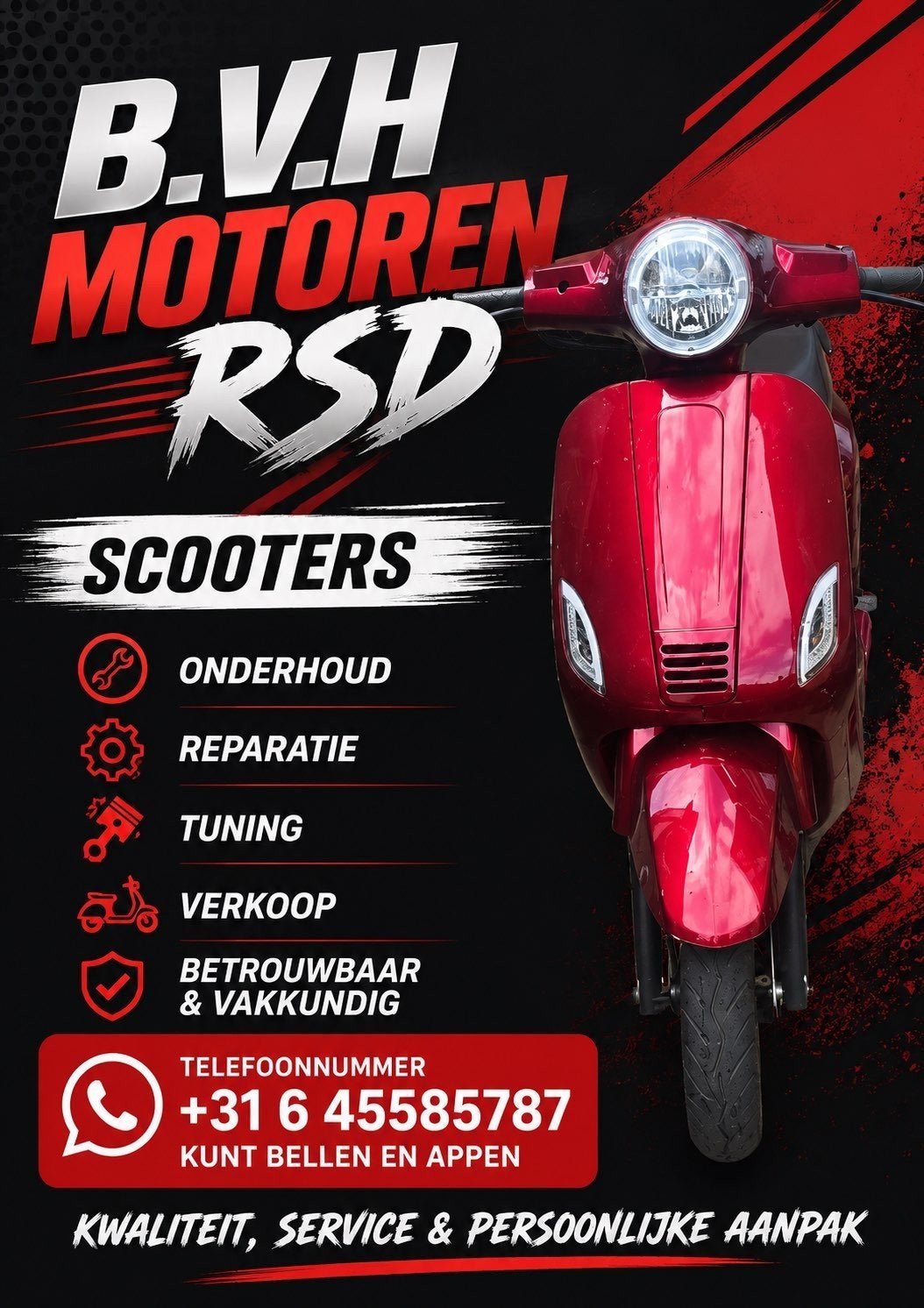 Voor al uw scooter onderhoud, Ophalen of Verzenden