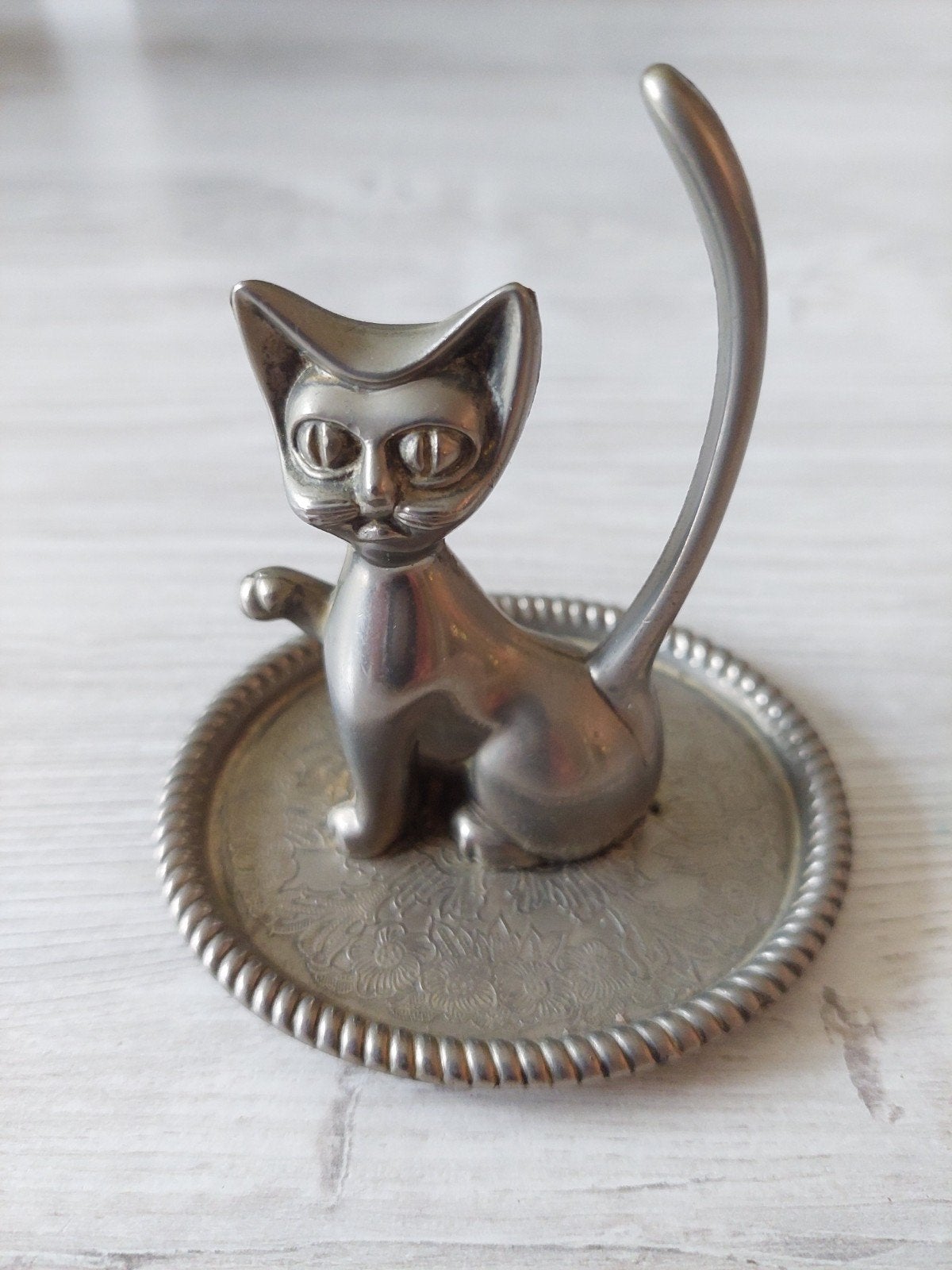 Vintage Zilver Plated Kat Ringhouder, Ophalen of Verzenden, Gebruikt