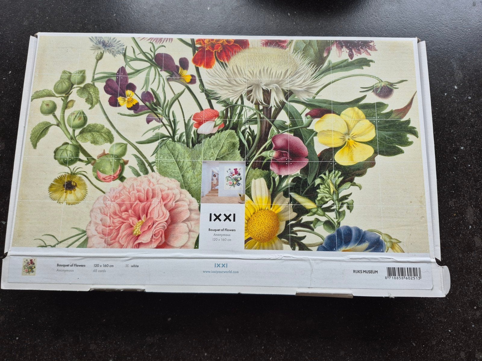 IXZI Boeket van Bloemen Wanddecoratie - 120x160 cm, Meerkleurig, Textiel, Nieuw, Klassiek