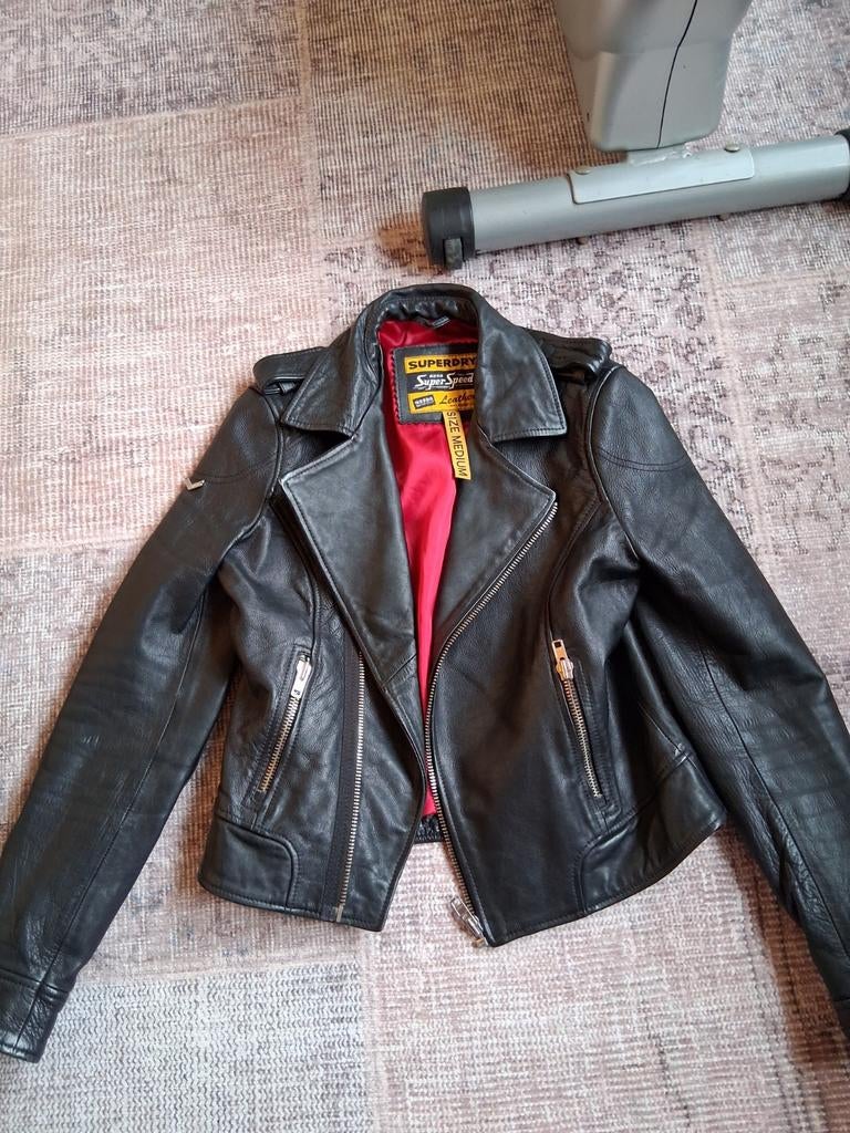 Superdry leren  jack !, Ophalen of Verzenden, Zo goed als nieuw, Zwart