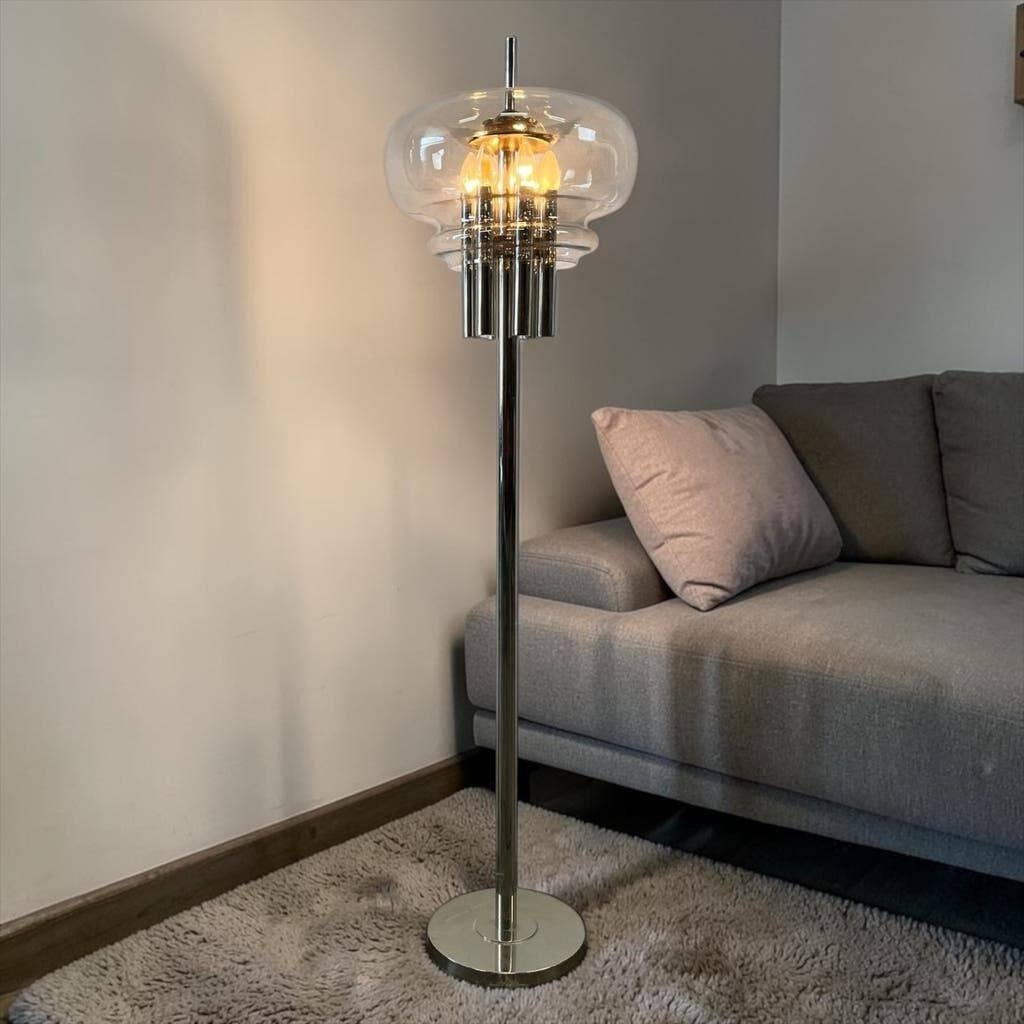 Vintage chromen staanlamp / vloerlamp  'Leclaire & Schäfer', Huis en Inrichting, Lampen | Vloerlampen, Ophalen, 150 tot 200 cm