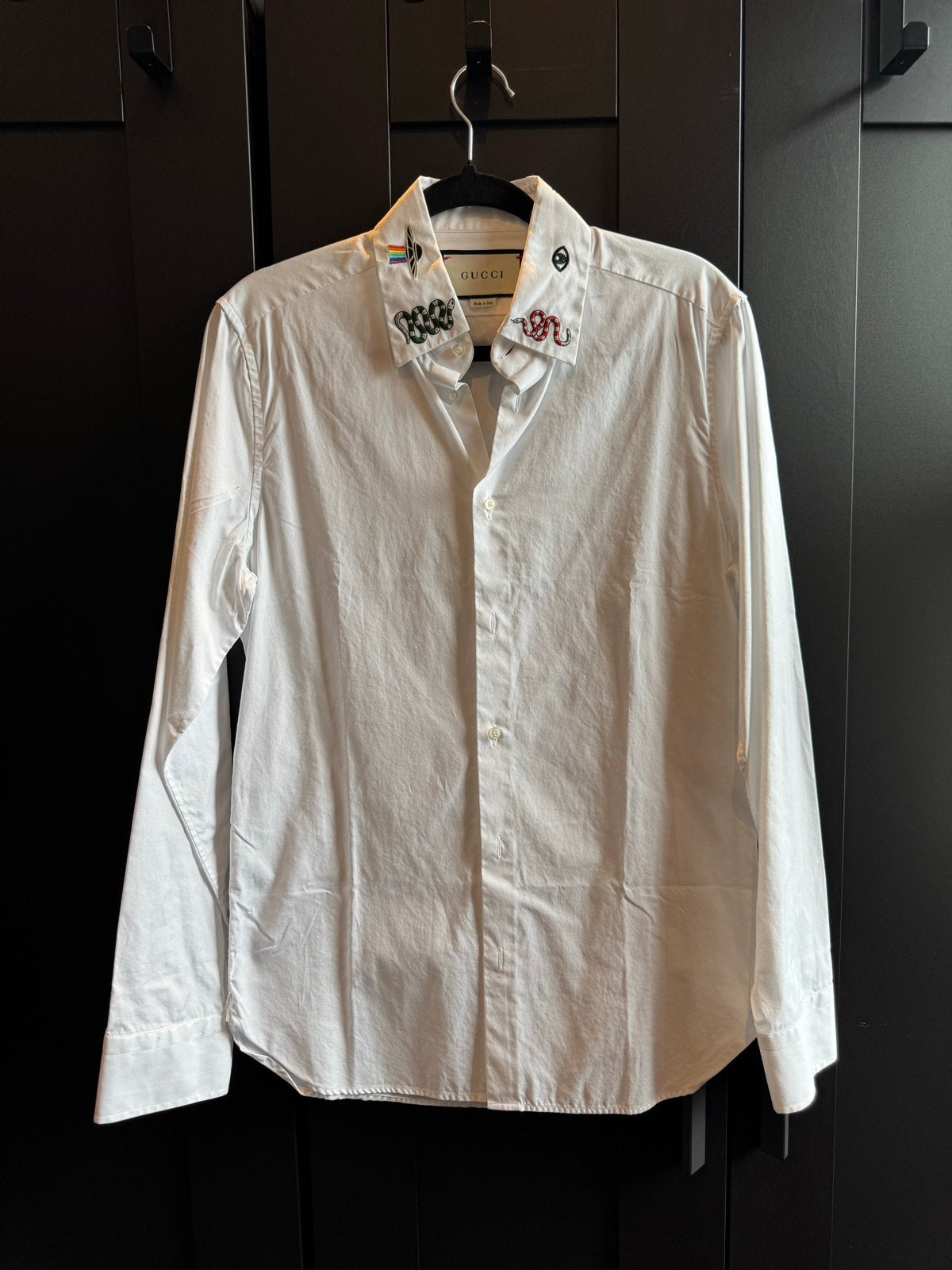 Gucci overhemd met geborduurde details maat 39/15,5 wit, Ophalen of Verzenden, Zo goed als nieuw, Wit, Halswijdte 39/40 (M)