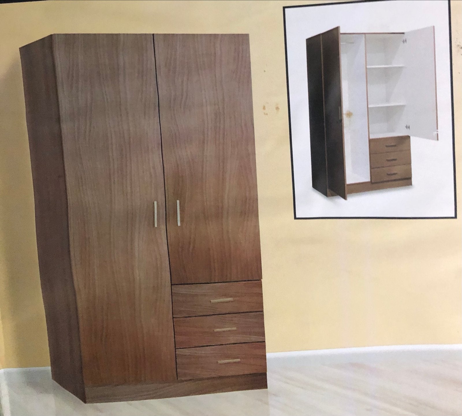 Nieuwe Noten Kleerkast in doos - 100x50x177 cm, Huis en Inrichting, Kasten | Kledingkasten, Ophalen, Nieuw, 50 tot 100 cm, Met lade(s)