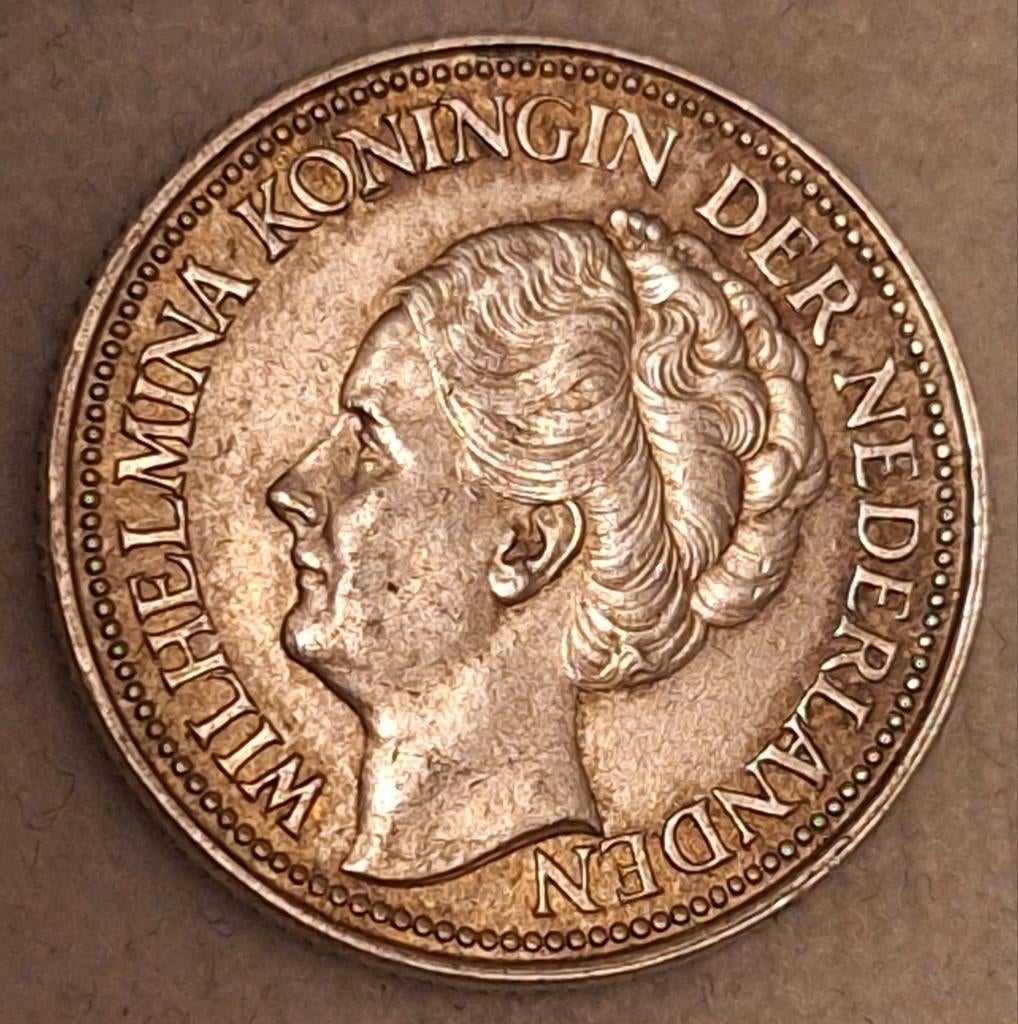 Zilveren Kwartje Wilhelmina 1940, Postzegels en Munten, Munten | Nederland, Verzenden, Zilver, 25 cent, Koningin Wilhelmina